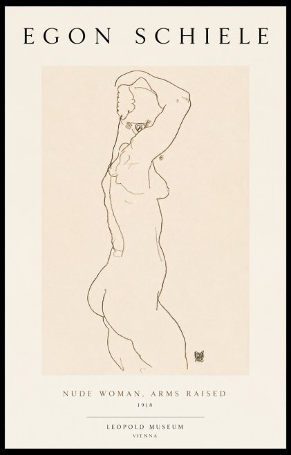 Schiele Nude Woman, Arms Raised No1 - Juliste