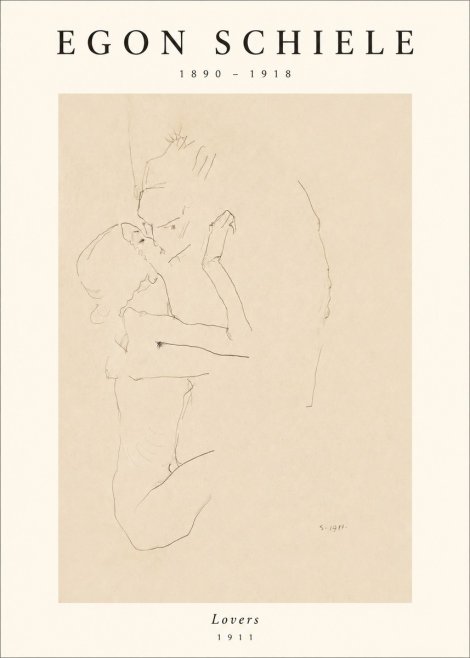 Schiele Lovers No1 - Juliste