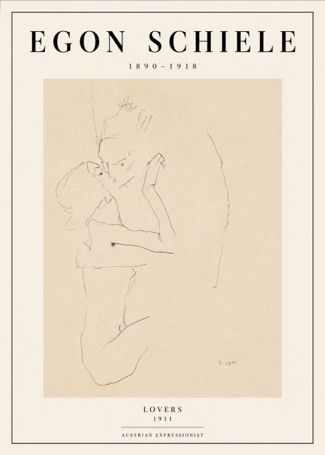 Schiele Lovers No3 - Juliste