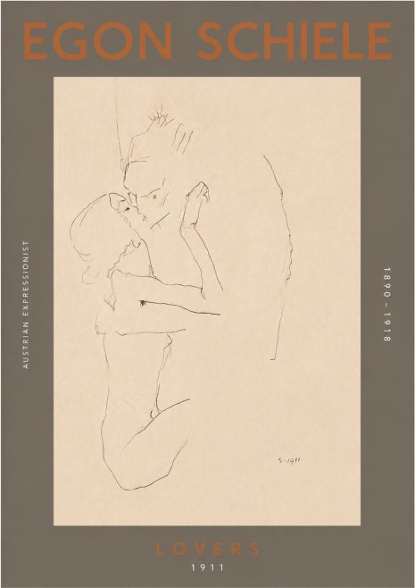 Schiele Lovers No4 - Juliste