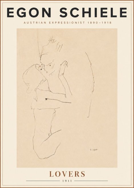 Schiele Lovers No5 - Juliste