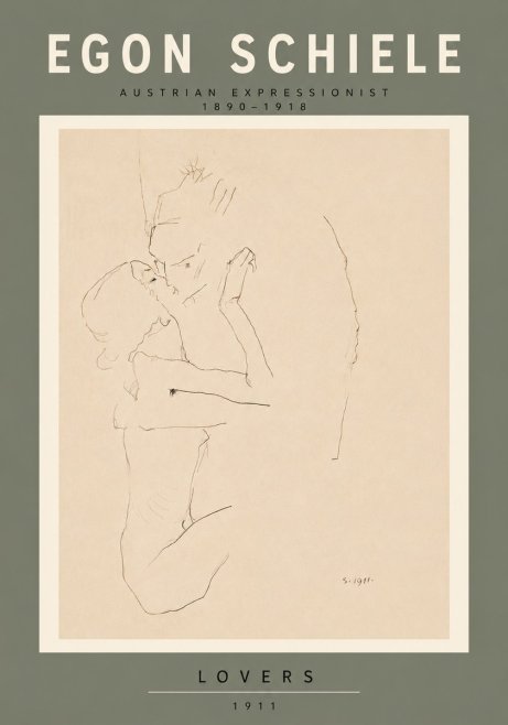 Schiele Lovers No6 - Juliste