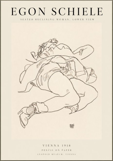 Schiele Seated Reclining Woman, Lower View No1 - Juliste