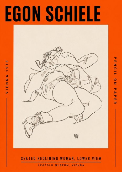 Schiele Seated Reclining Woman, Lower View No2 - Juliste