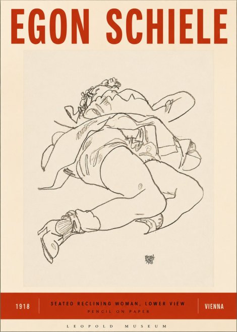 Schiele Seated Reclining Woman, Lower View No3 - Juliste
