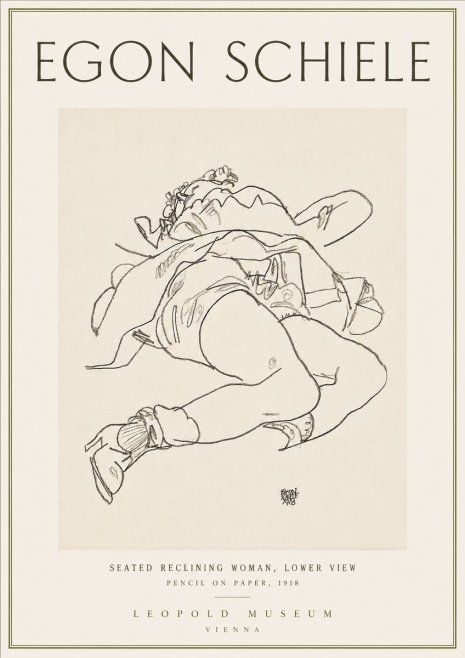 Schiele Seated Reclining Woman, Lower View No4 - Juliste