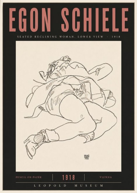 Schiele Seated Reclining Woman, Lower View No5 - Juliste