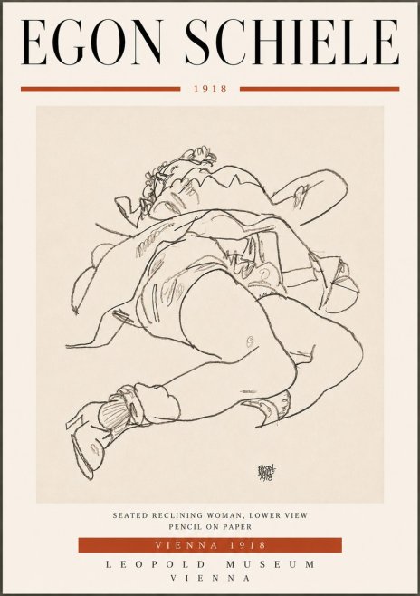 Schiele Seated Reclining Woman, Lower View No6 - Juliste