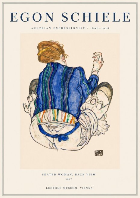 Schiele Seated Woman, Back View No1 - Juliste