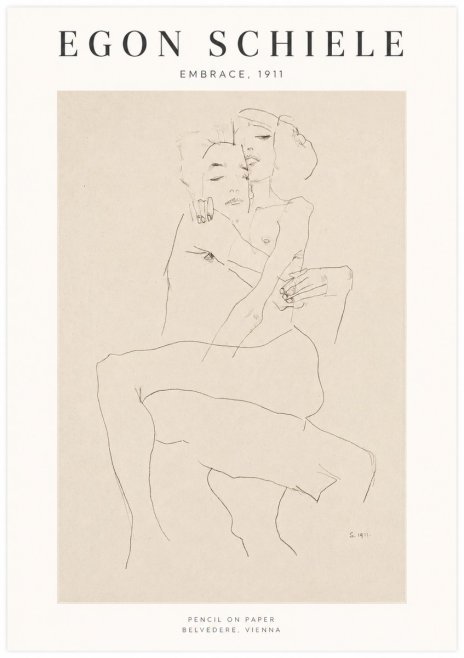 Schiele Embrace, 1911 No1 - Juliste