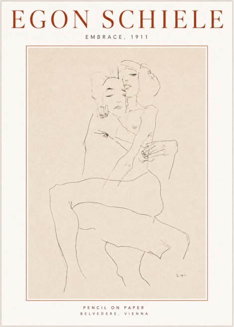 Schiele Embrace, 1911 No3 - Juliste