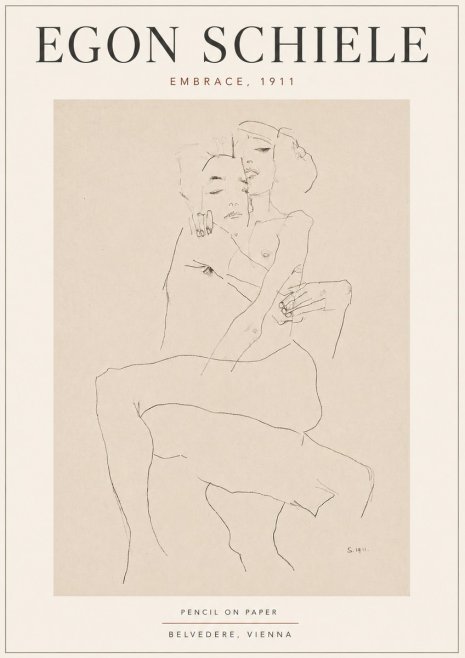 Schiele Embrace, 1911 No5 - Juliste