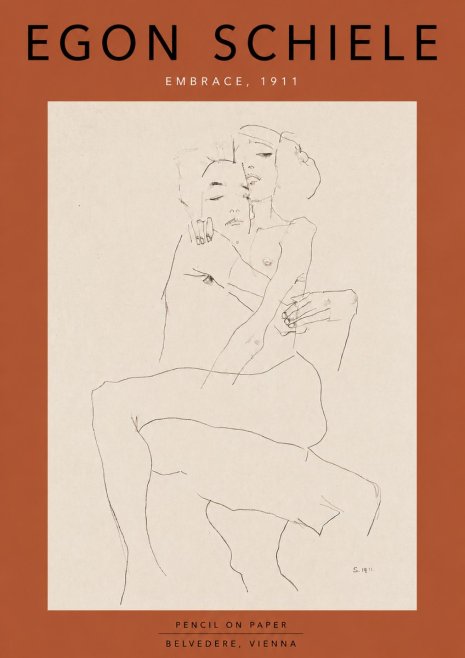 Schiele Embrace, 1911 No6 - Juliste