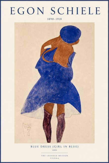 Schiele Blue Dress (Girl in Blue) No1 - Juliste