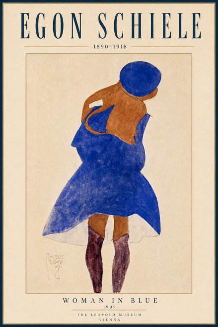 Schiele Blue Dress (Girl in Blue) No4 - Juliste