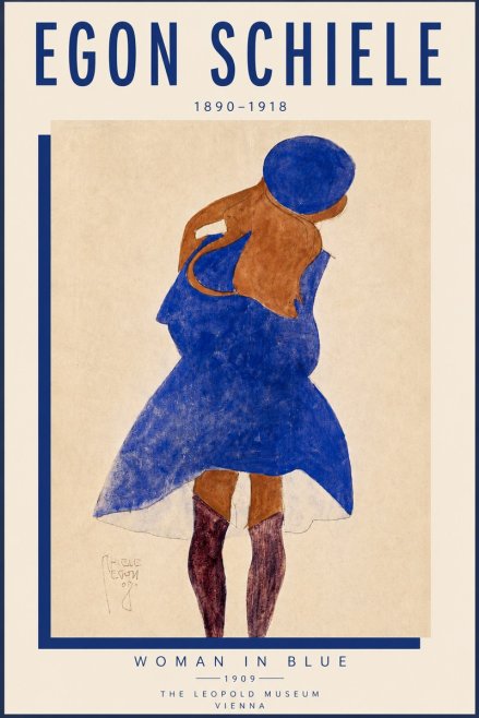 Schiele Blue Dress (Girl in Blue) No5 - Juliste