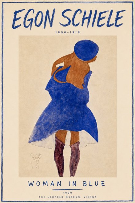 Schiele Blue Dress (Girl in Blue) No6 - Juliste