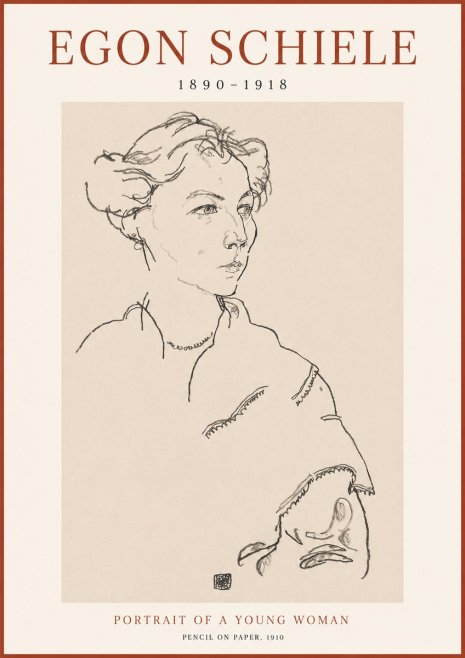 Schiele Portrait of a Young Woman No1 - Juliste