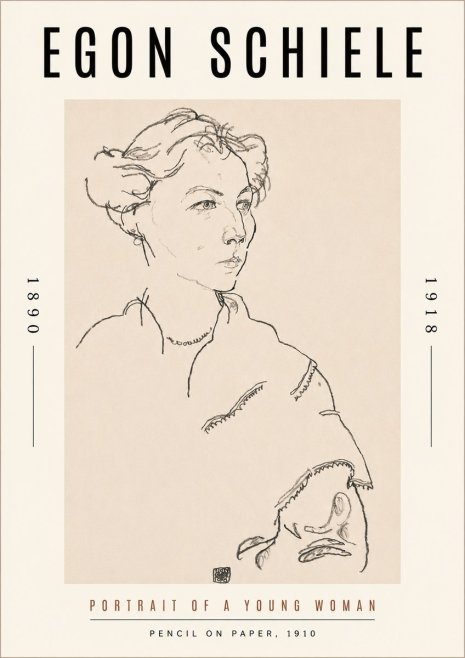 Schiele Portrait of a Young Woman No3 - Juliste