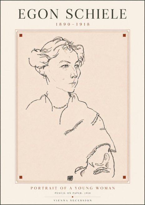 Schiele Portrait of a Young Woman No5 - Juliste