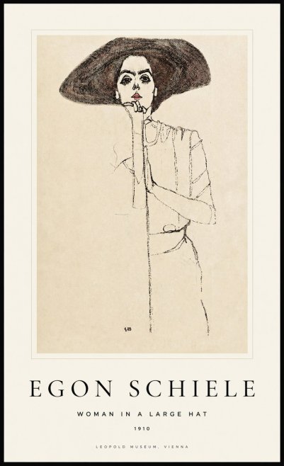 Schiele Woman in a Large Hat No1 - Juliste