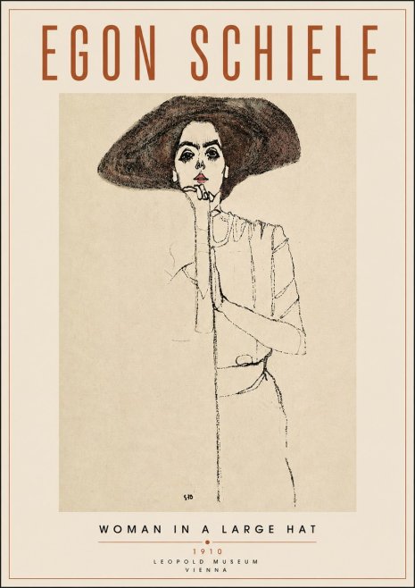 Schiele Woman in a Large Hat No4 - Juliste