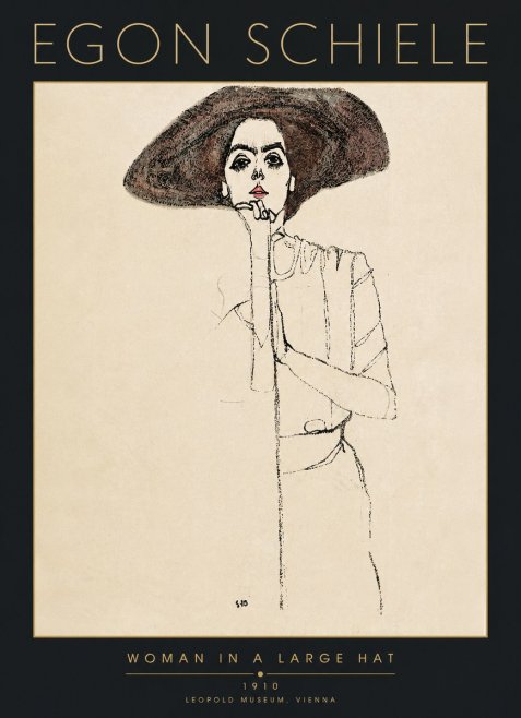 Schiele Woman in a Large Hat No5 - Juliste