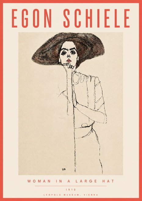 Schiele Woman in a Large Hat No6 - Juliste
