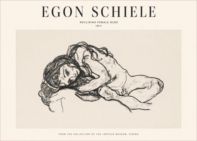 Schiele Reclining Female Nude No1 - Juliste