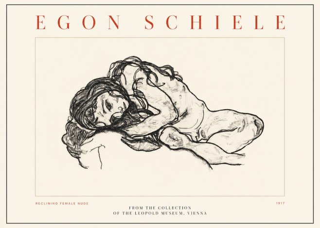 Schiele Reclining Female Nude No2 - Juliste