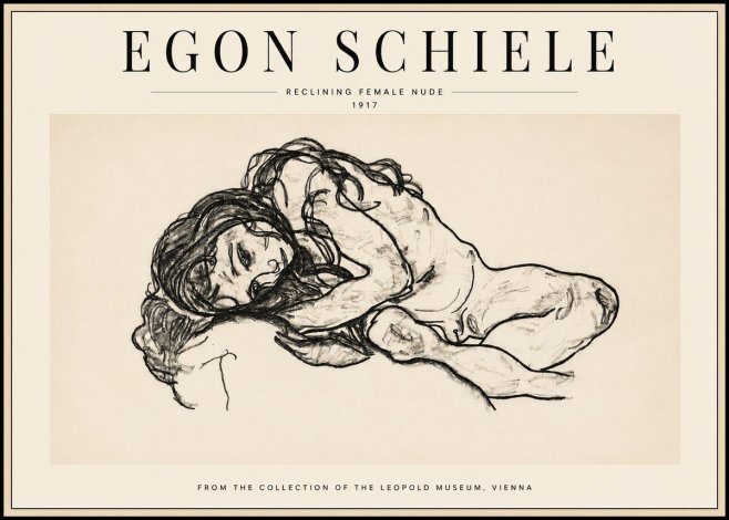 Schiele Reclining Female Nude No3 - Juliste