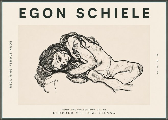 Schiele Reclining Female Nude No5 - Juliste