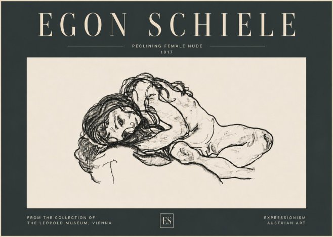 Schiele Reclining Female Nude No6 - Juliste