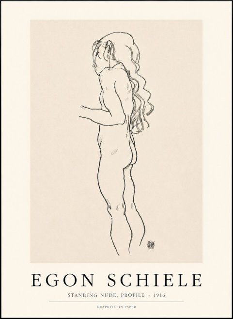 Schiele Standing Nude, Profile No1 - Juliste