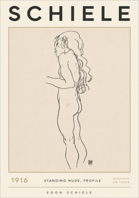 Schiele Standing Nude, Profile No2 - Juliste