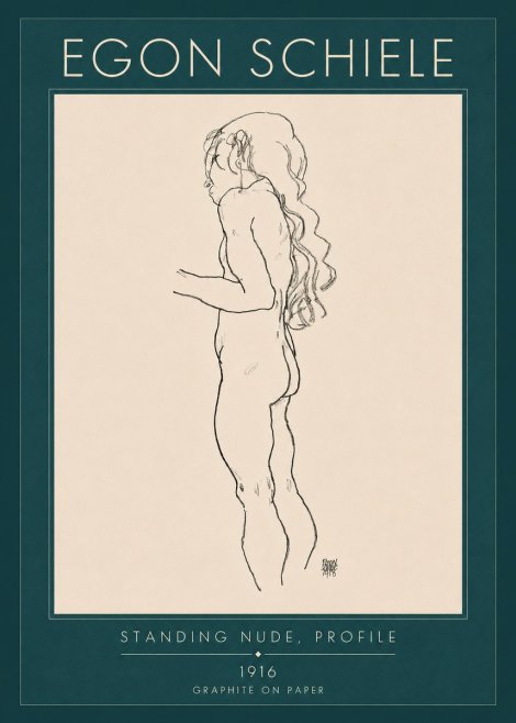 Schiele Standing Nude, Profile No4 - Juliste