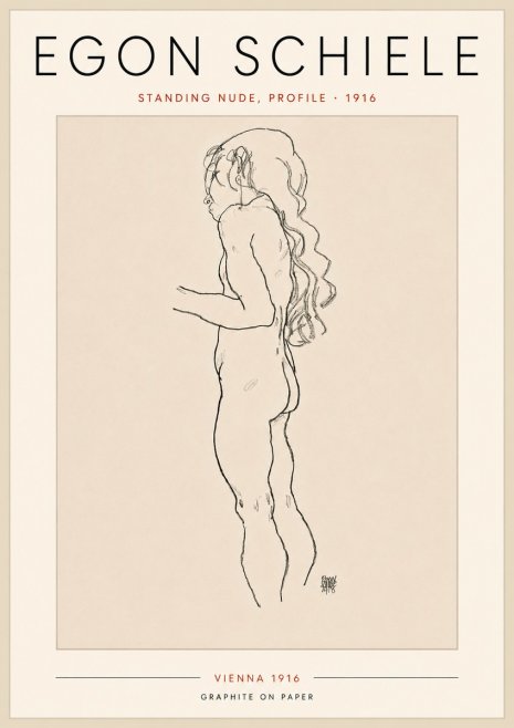 Schiele Standing Nude, Profile No5 - Juliste