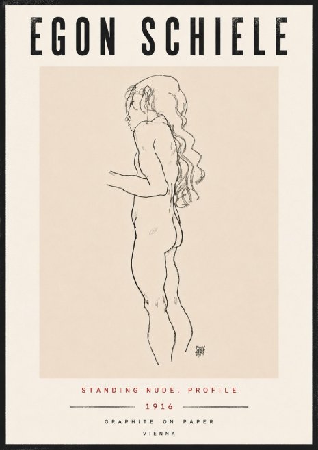 Schiele Standing Nude, Profile No6 - Juliste