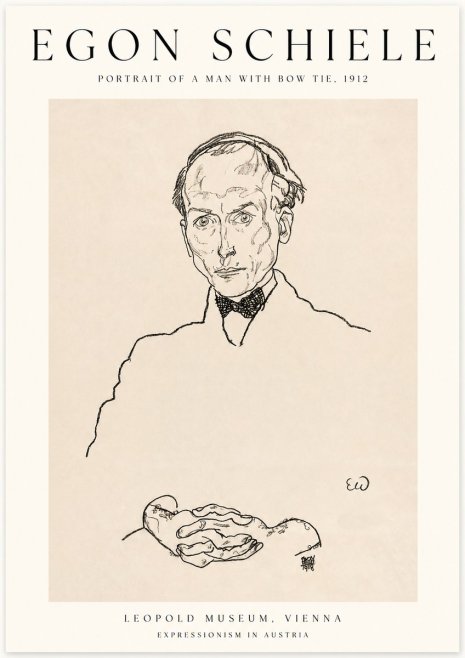 Schiele Portrait of a Man with Bow Tie, 1912 No1 - Juliste