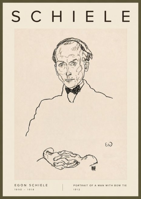 Schiele Portrait of a Man with Bow Tie, 1912 No2 - Juliste