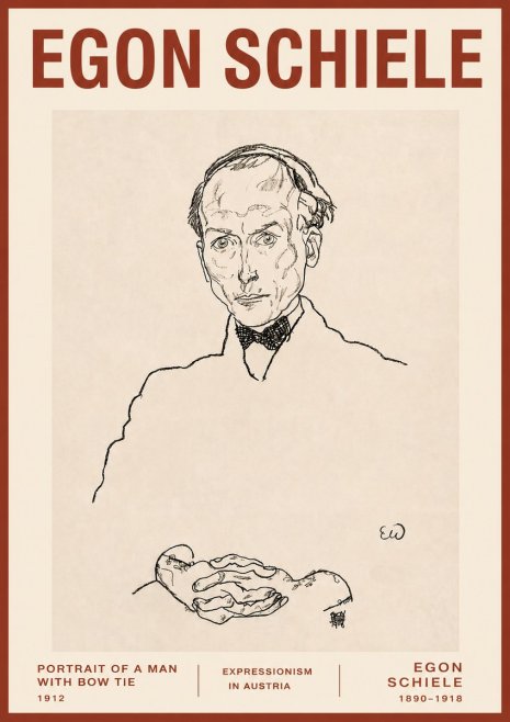 Schiele Portrait of a Man with Bow Tie, 1912 No3 - Juliste