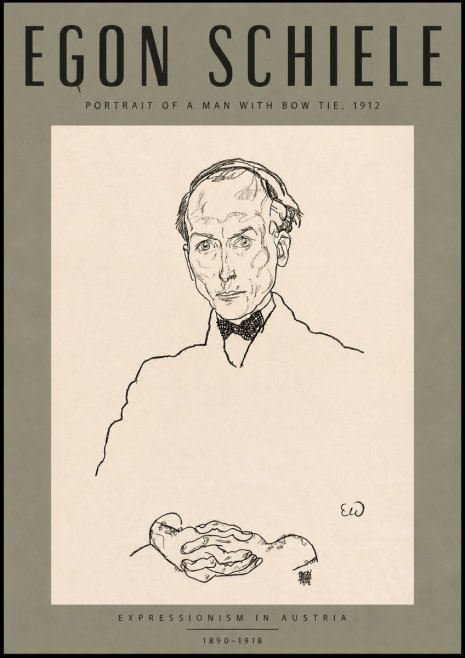 Schiele Portrait of a Man with Bow Tie, 1912 No4 - Juliste