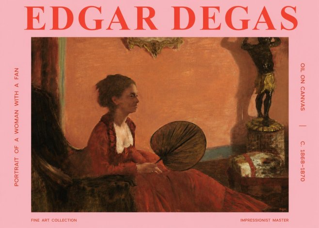 Edgar Degas Portrait of a Woman with a Fan No3 - Juliste