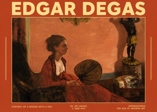 Edgar Degas Portrait of a Woman with a Fan No4 - Juliste