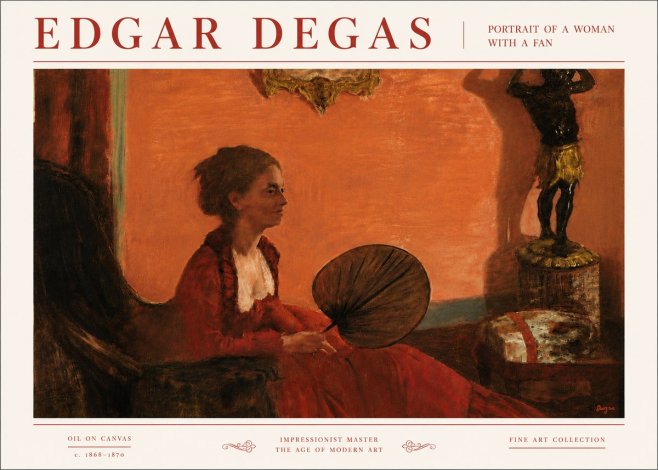 Edgar Degas Portrait of a Woman with a Fan No6 - Juliste