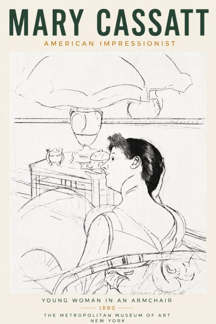 Mary Cassatt Young Woman in an Armchair No3 - Juliste