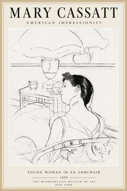 Mary Cassatt Young Woman in an Armchair No5 - Juliste