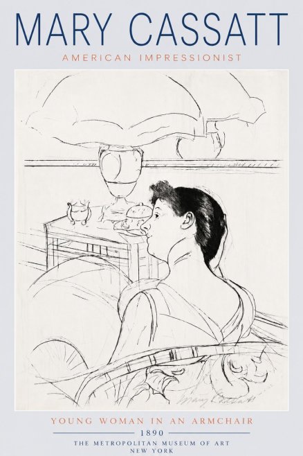 Mary Cassatt Young Woman in an Armchair No6 - Juliste