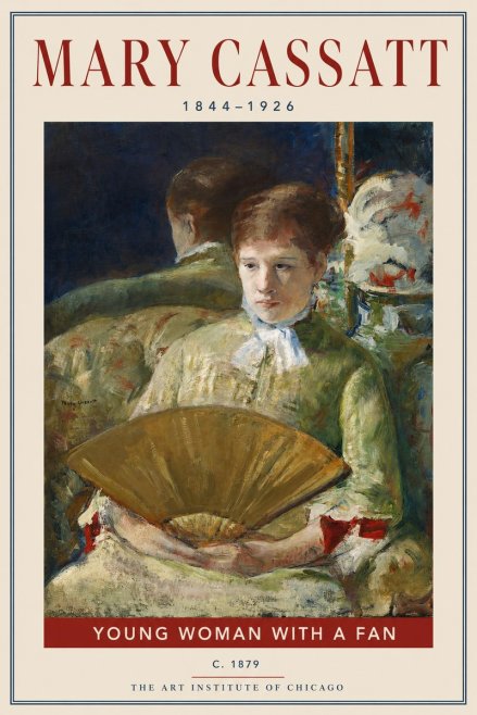 Mary Cassatt Young Woman with a Fan I No2 - Juliste
