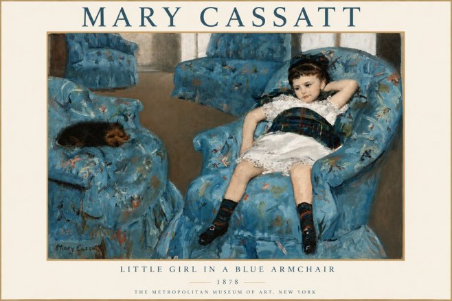 Mary Cassatt Little Girl in a Blue Armchair No5 - Juliste